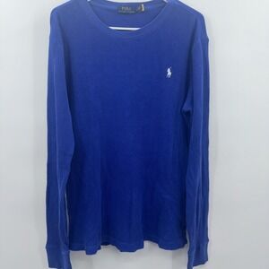 Polo Ralph Lauren Blue Thermal Waffle Knit Long‎ Sleeve Shirt Size Large